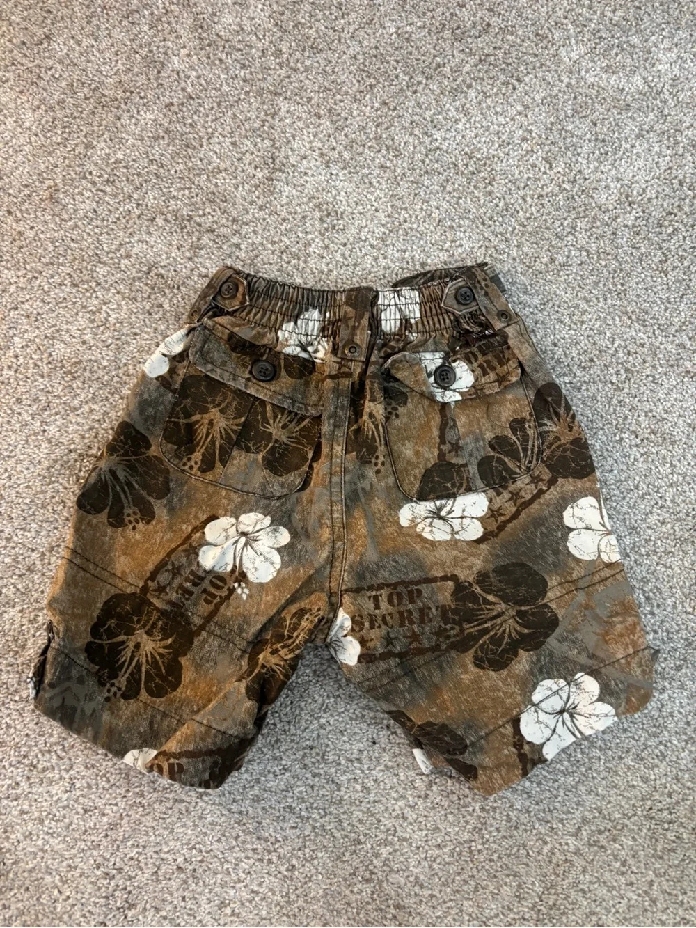 Vintage Y2K Old Navy Tropical Print Cargo Shorts baby 18-34 months vacation.